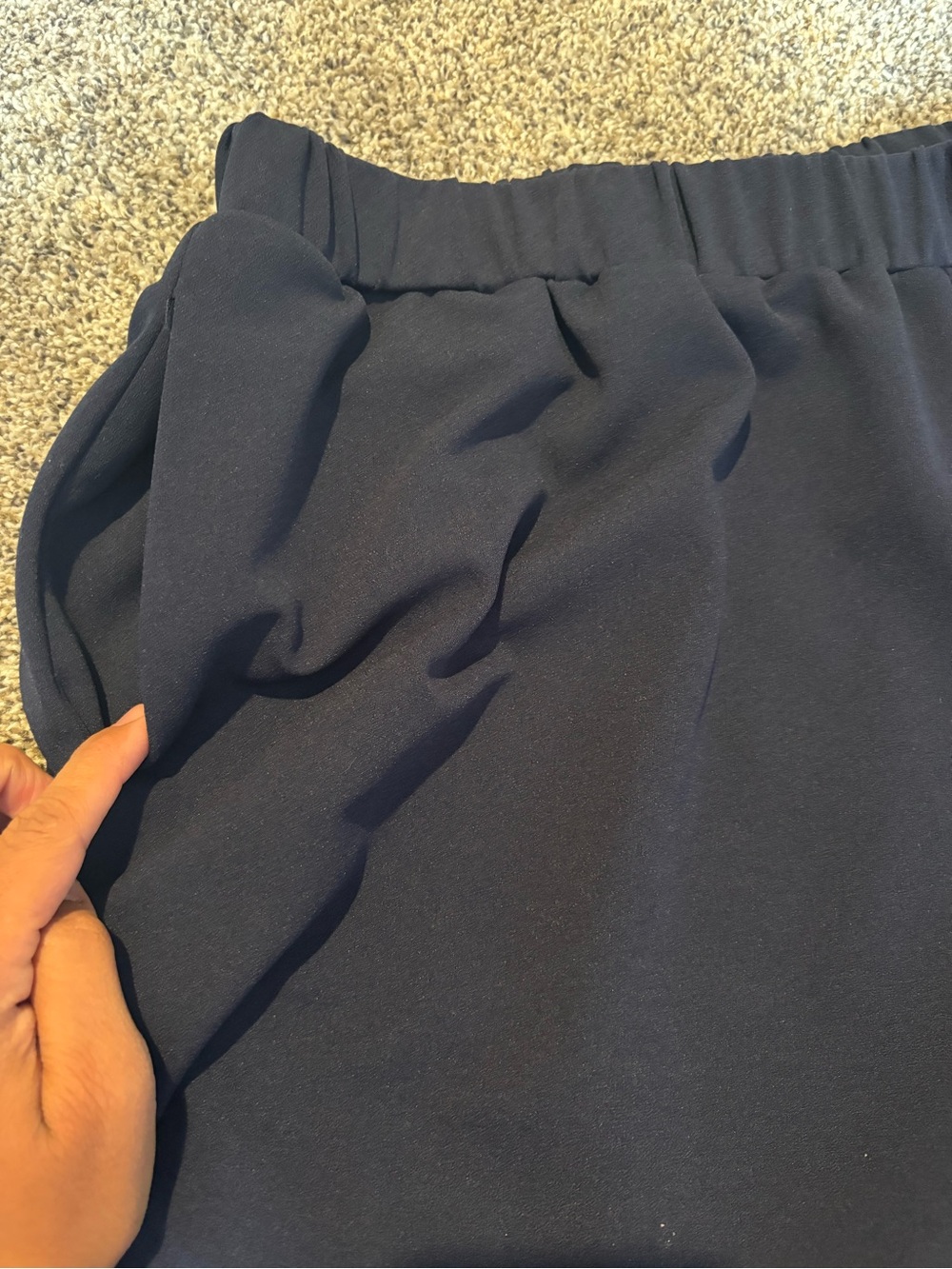 Navy Blue Wide Leg Cropped Pants with cutout design - Picture 4 of 8